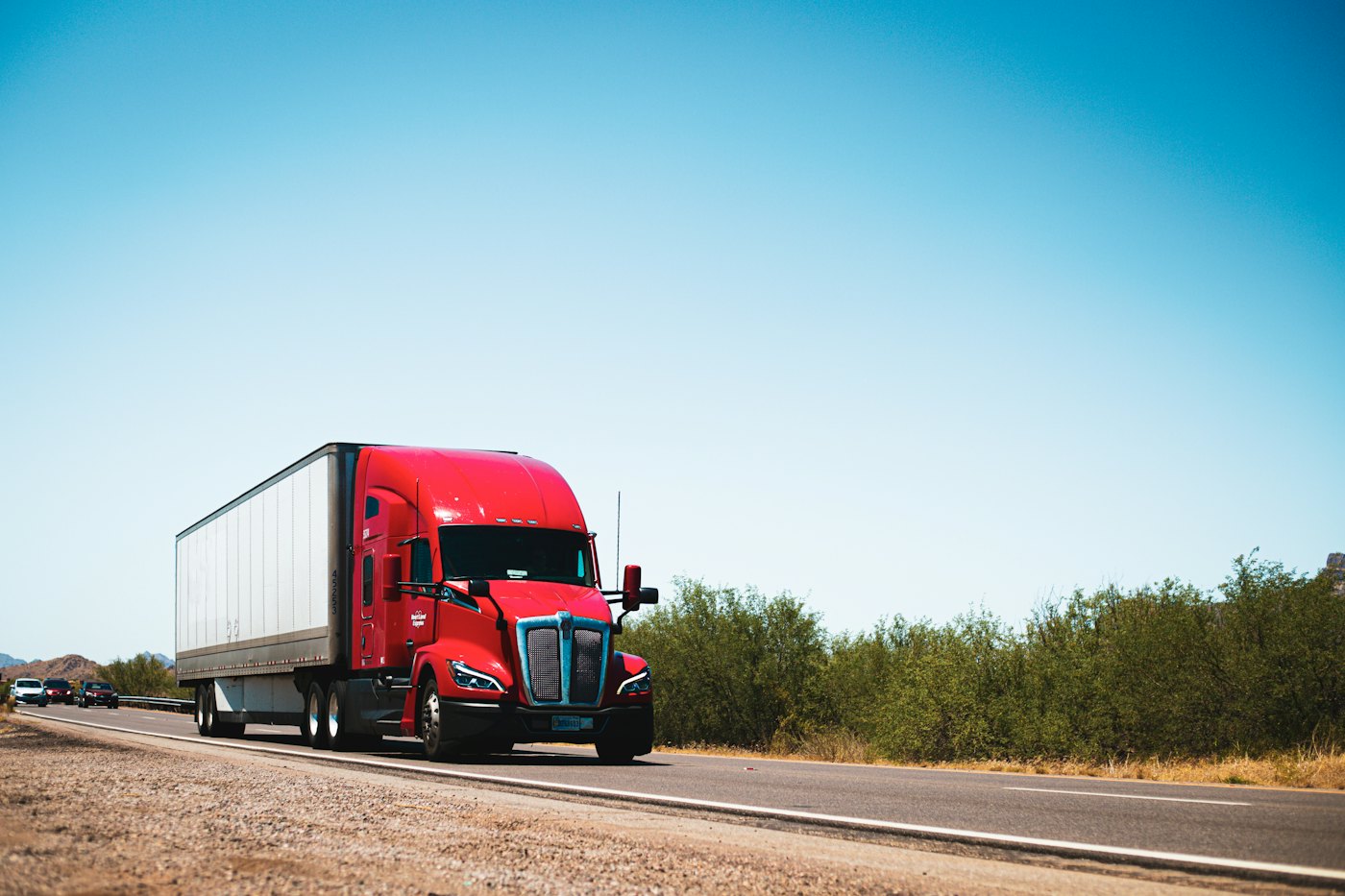 Semi truck pulling a 53-foot trailer on the highway